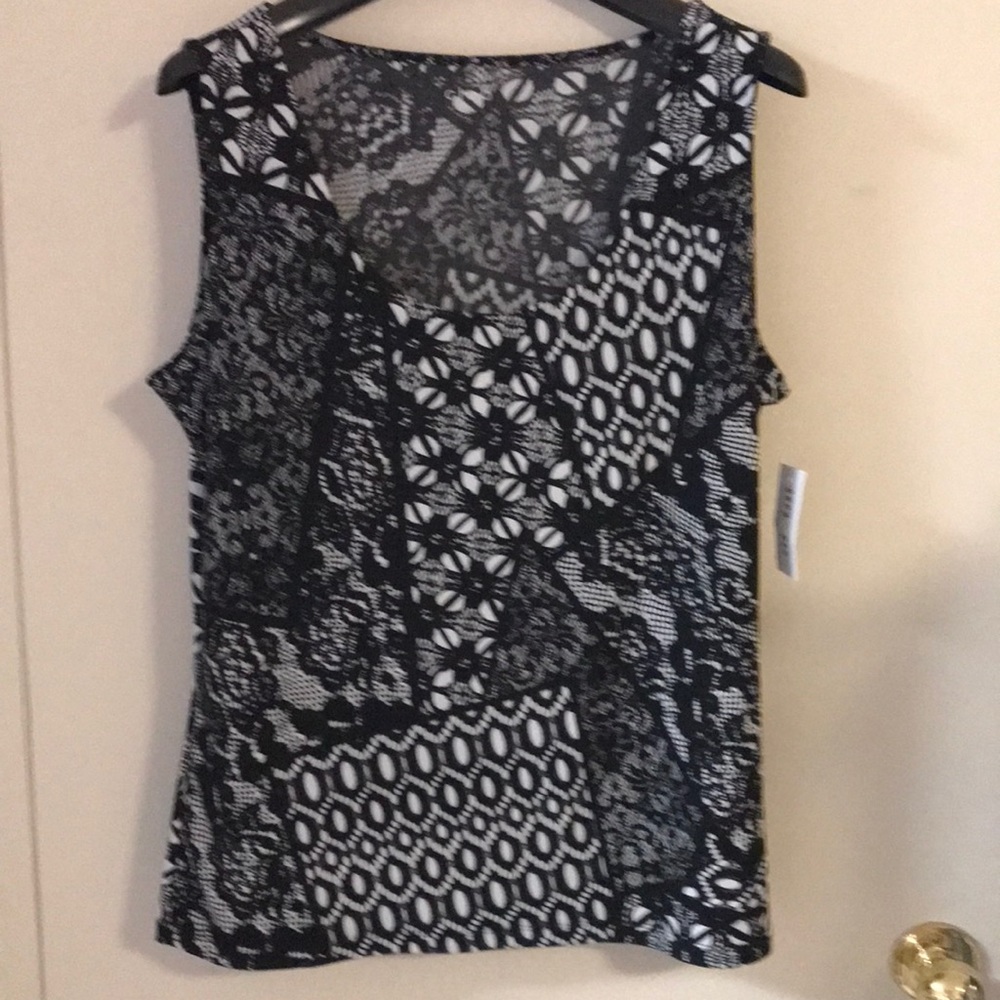 cleo Black and White Patterned Tank Top
